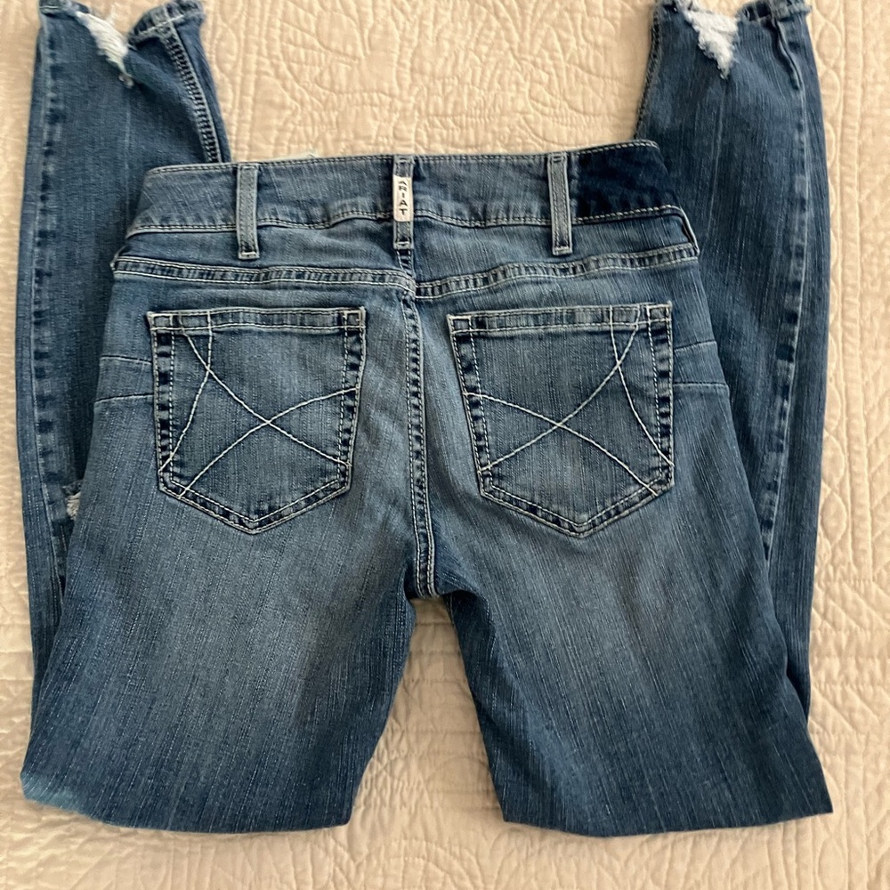 Ariat Blue Ankle Cropped Jeans Distressed